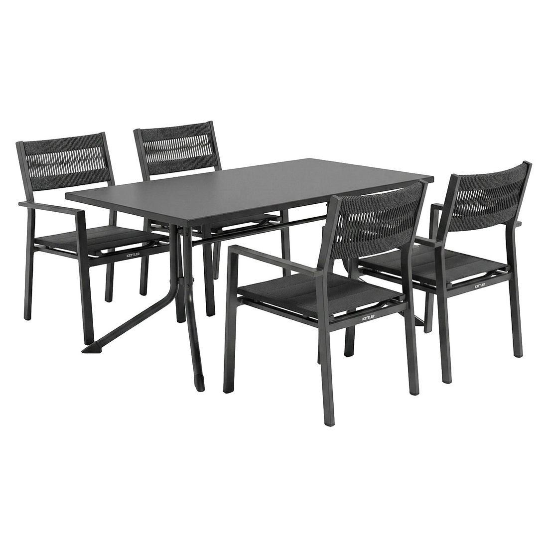 Hagemøbelsett Lugano 4 plasser klappbord 160x95 cm bakside