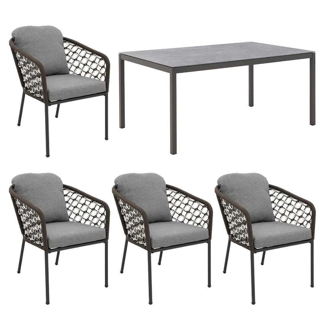 Hagemøbelsett Mali 4 plasser aluminium tau bakside