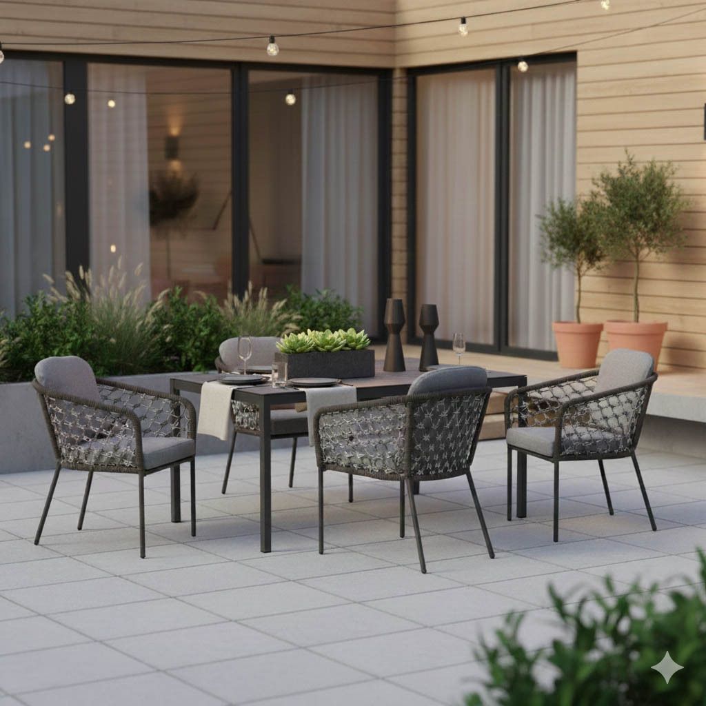 Hagemøbelsett Mali 4 plasser aluminium tau front