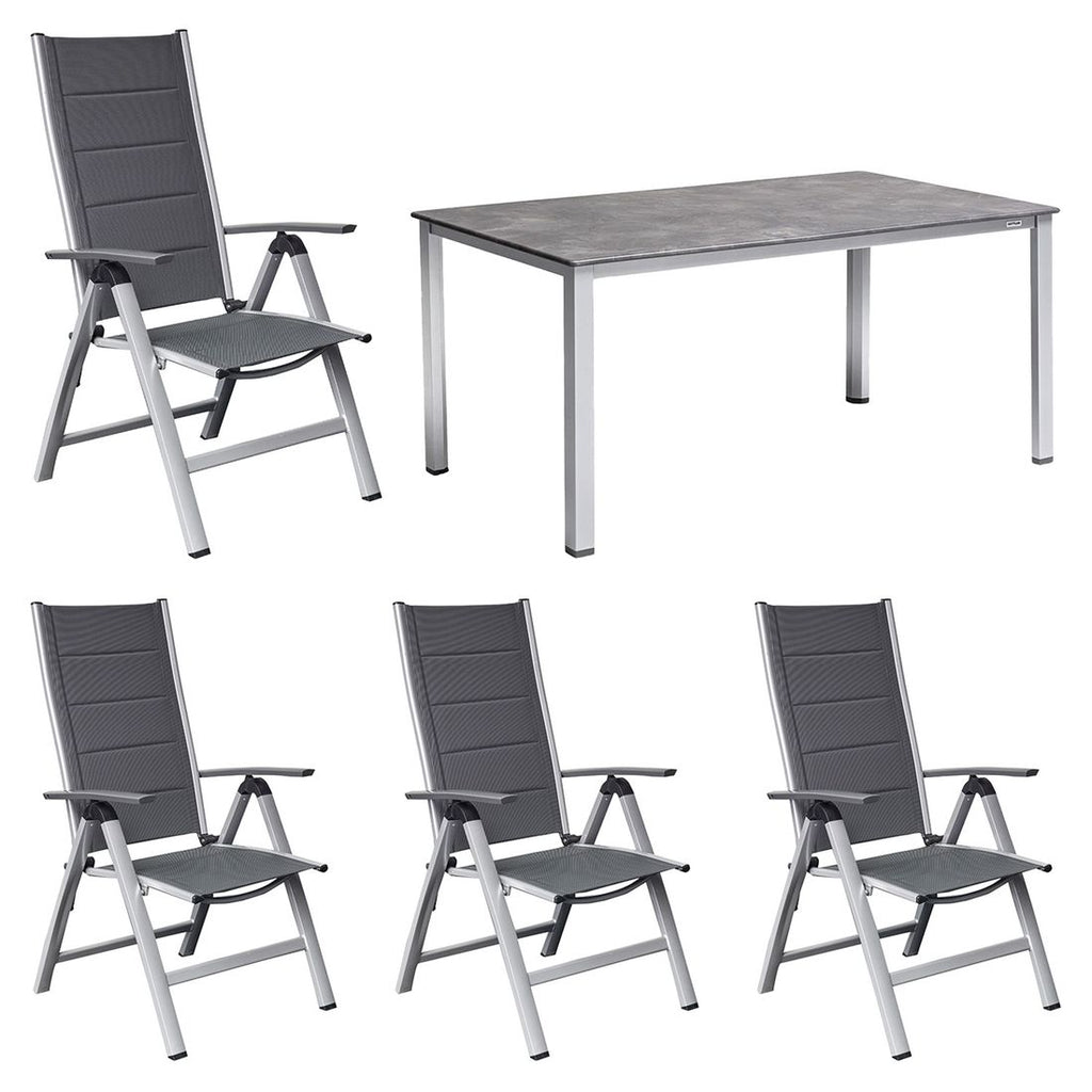 Hagemøbelsett Melbourne 4 plasser aluminium forfra