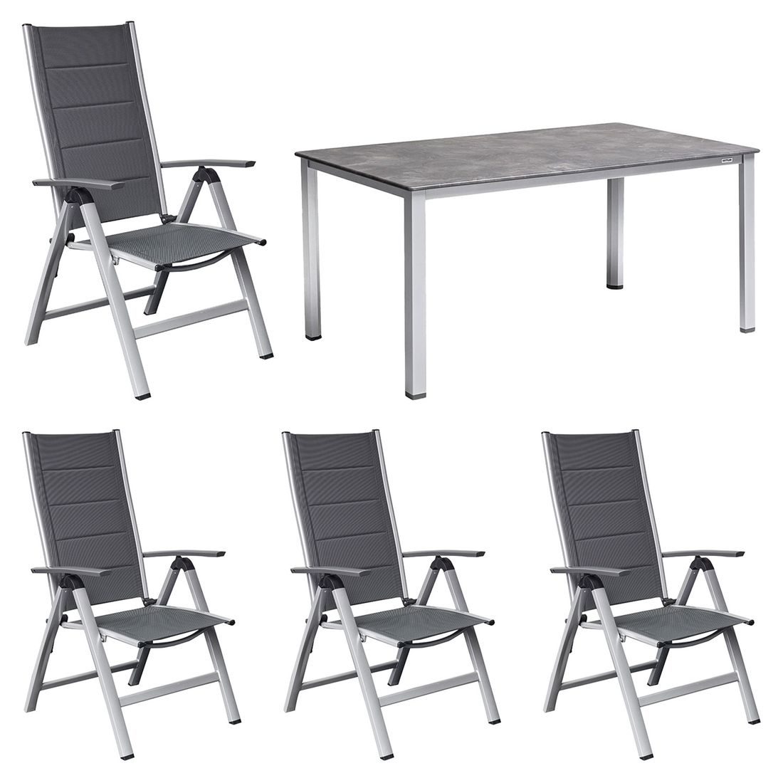 Hagemøbelsett Melbourne 4 plasser aluminium forfra