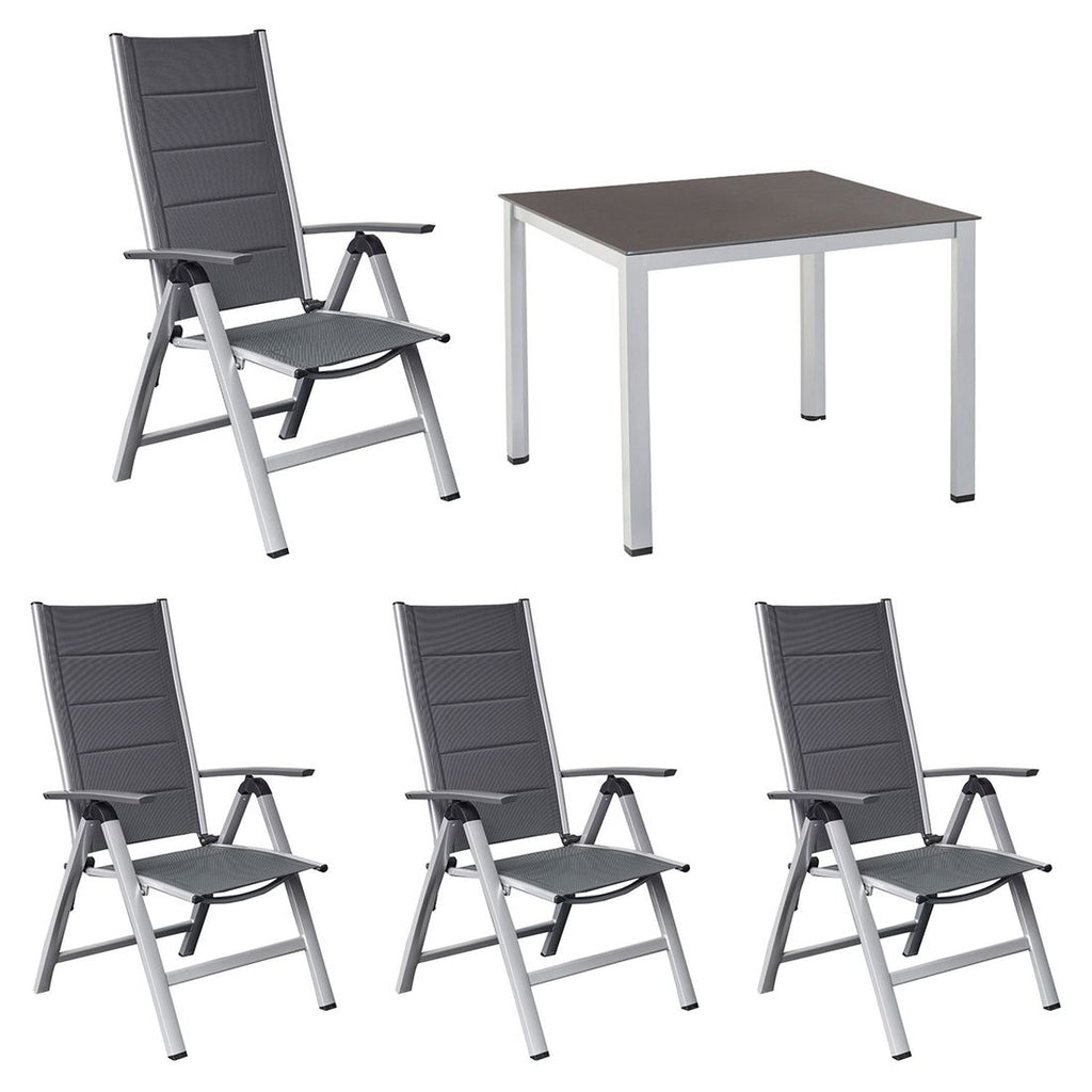 Hagemøbelsett Melbourne 4 plasser aluminium forfra