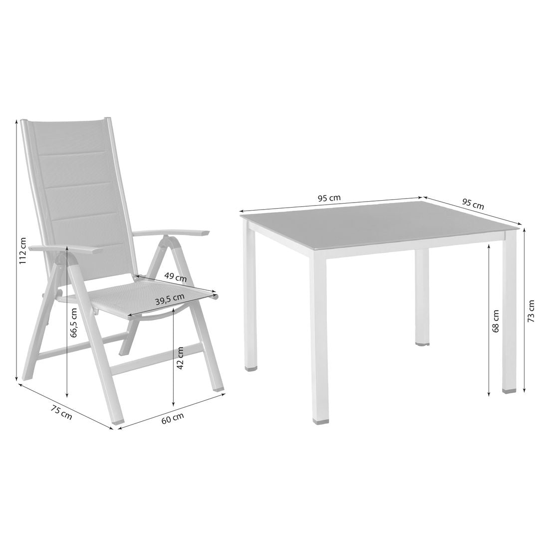 Hagemøbelsett Melbourne 4 plasser aluminium bakside
