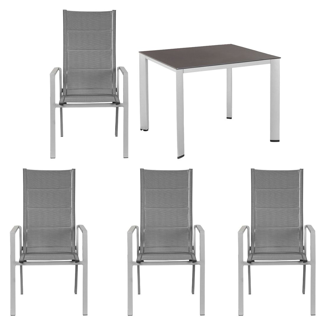 Hagemøbelsett Melbourne 4 plasser aluminium front