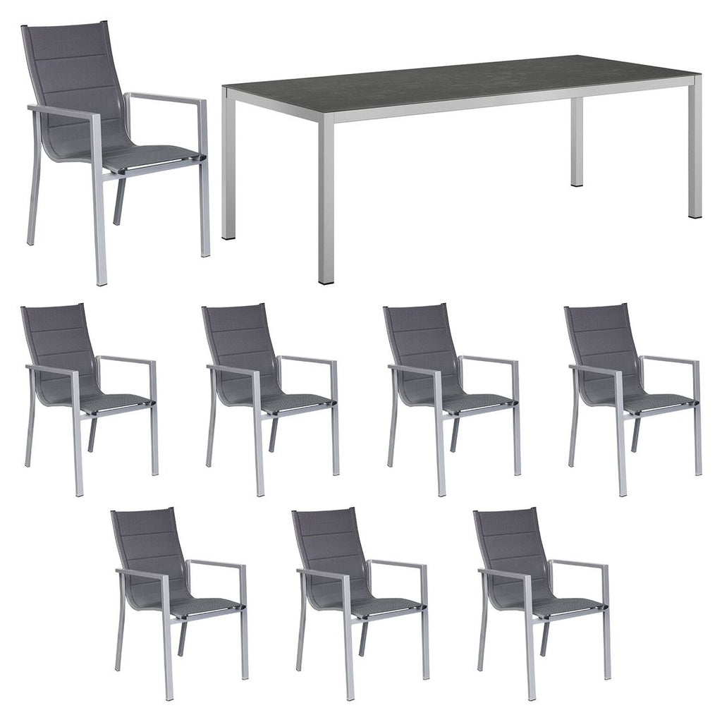 Hagemøbelsett Melbourne 8 plasser aluminium/keramikk forfra