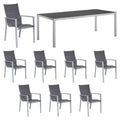 Hagemøbelsett Melbourne 8 plasser aluminium/keramikk forfra
