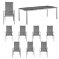 Hagemøbelsett Melbourne XL 8 plasser aluminium HPL 220x100 cm - OUTLIV forfra
