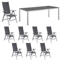 Hagemøbelsett Melbourne XL 8 plasser aluminium HPL 220x100 cm - OUTLIV forfra
