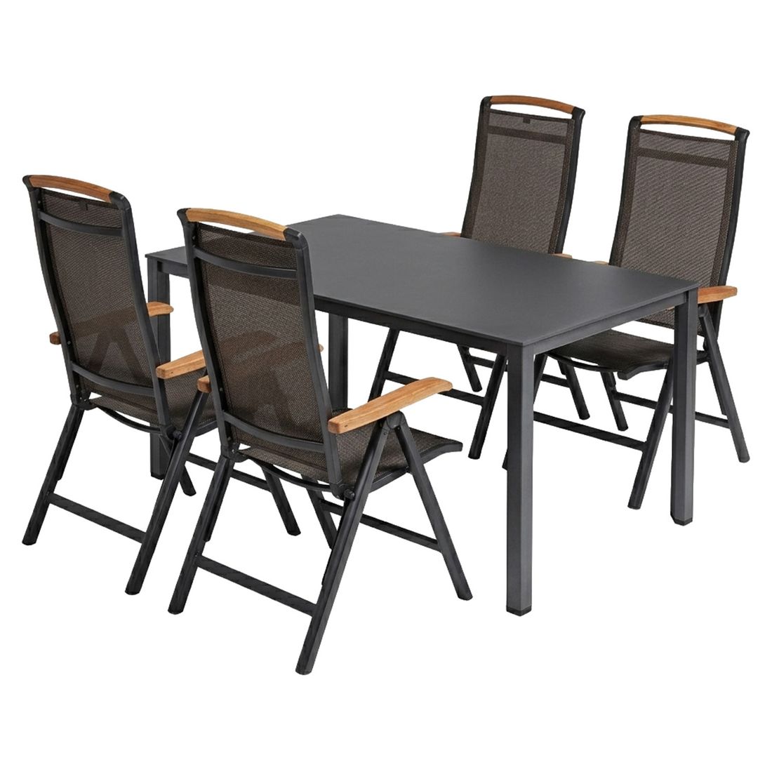 Hagemøbelsett Memphis 4 plasser aluminium bakside