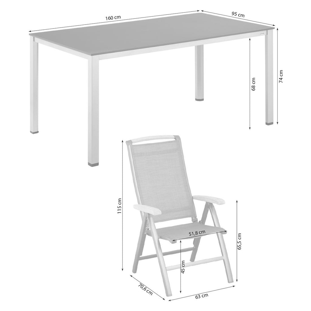 Detalj av stol i Hagemøbelsett Memphis 4 plasser aluminium