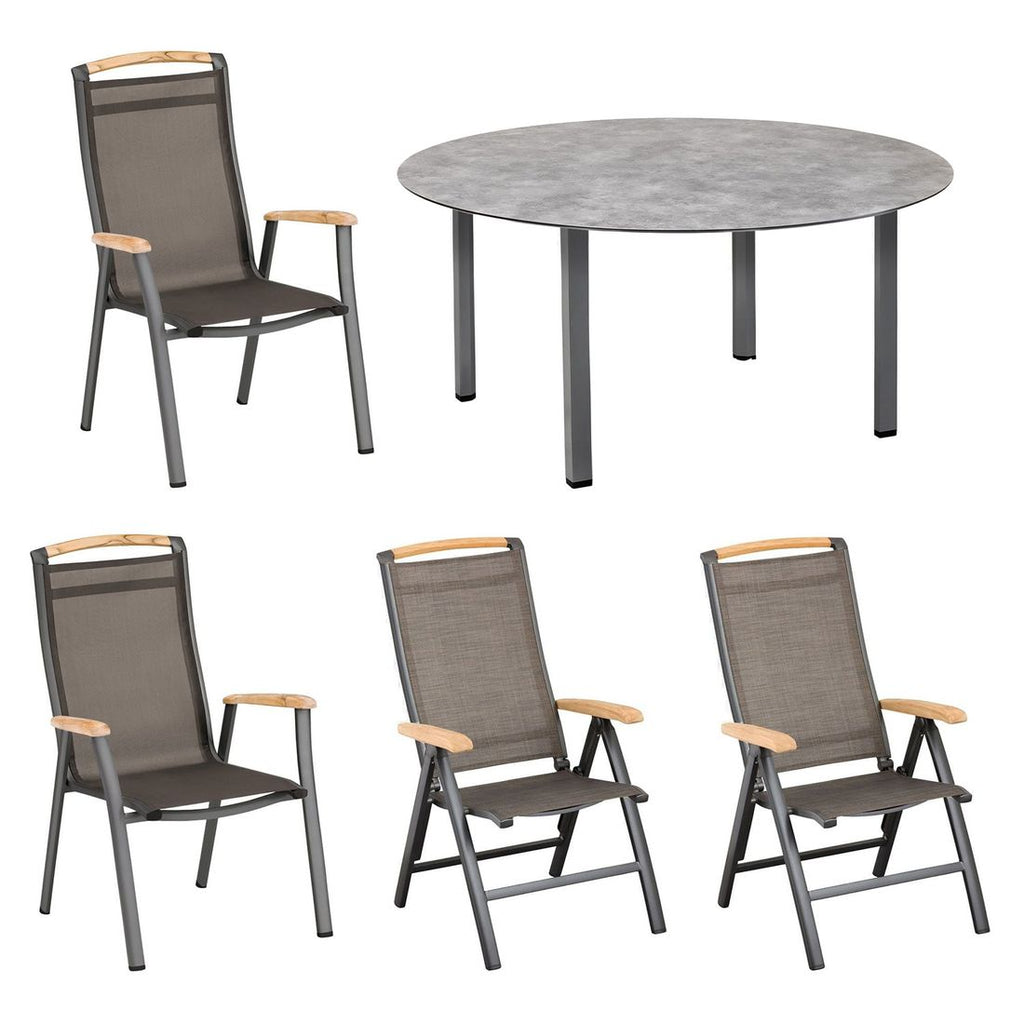 Hagemøbelsett Memphis 4 plasser aluminium detalj av tekstilene sete