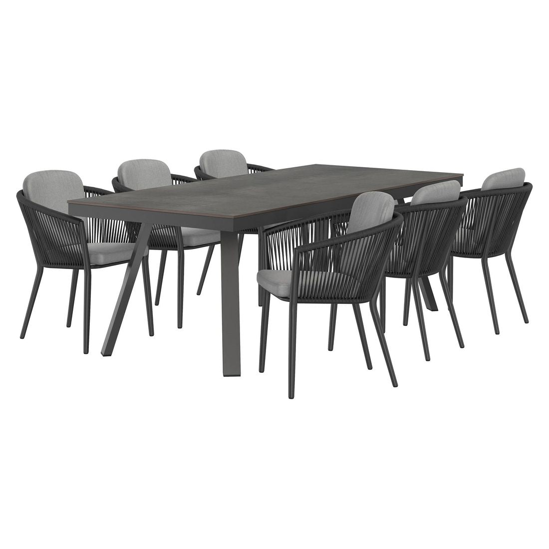 Hagemøbelsett Monet 6 plasser aluminium HPL side