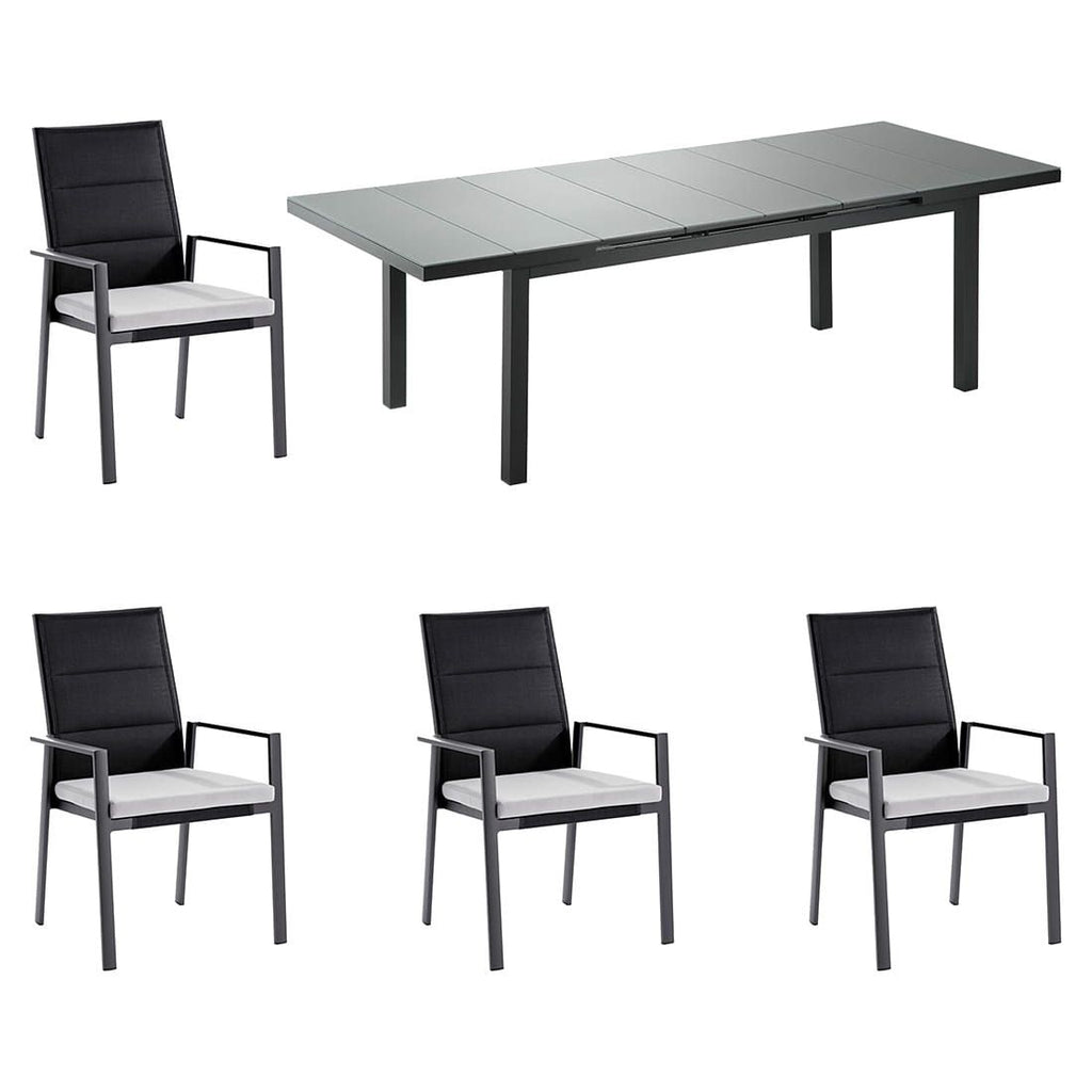 Hagemøbelsett Nancer 4 plasser aluminium forfra