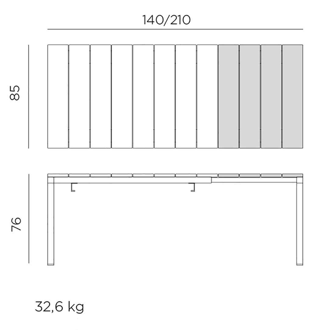 Hagemøbelsett Net 4 plasser uttrekkbart bord 140/210x85 cm - Nardi