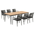 Hagemøbelsett New Jersey 6 plasser aluminium/teak 220x100 cm forfra