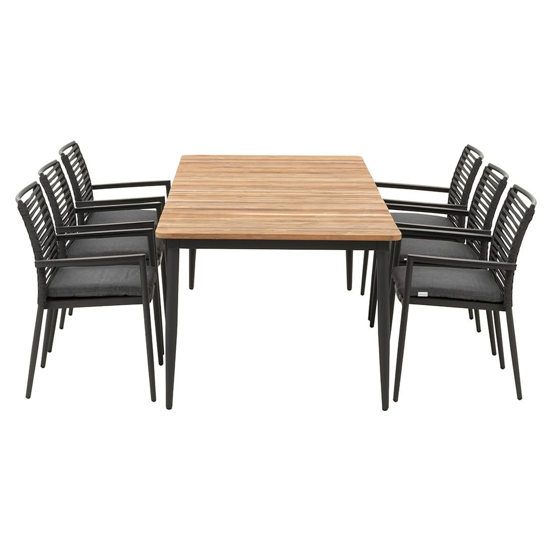 Hagemøbelsett New Jersey 6 plasser aluminium/teak 220x100 cm bakside