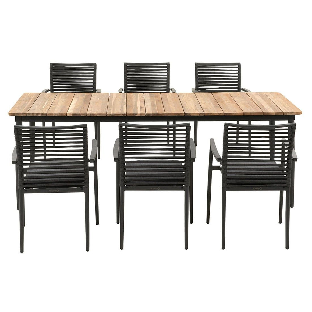 Montert Hagemøbelsett New Jersey 6 plasser aluminium/teak 220x100 cm i hage