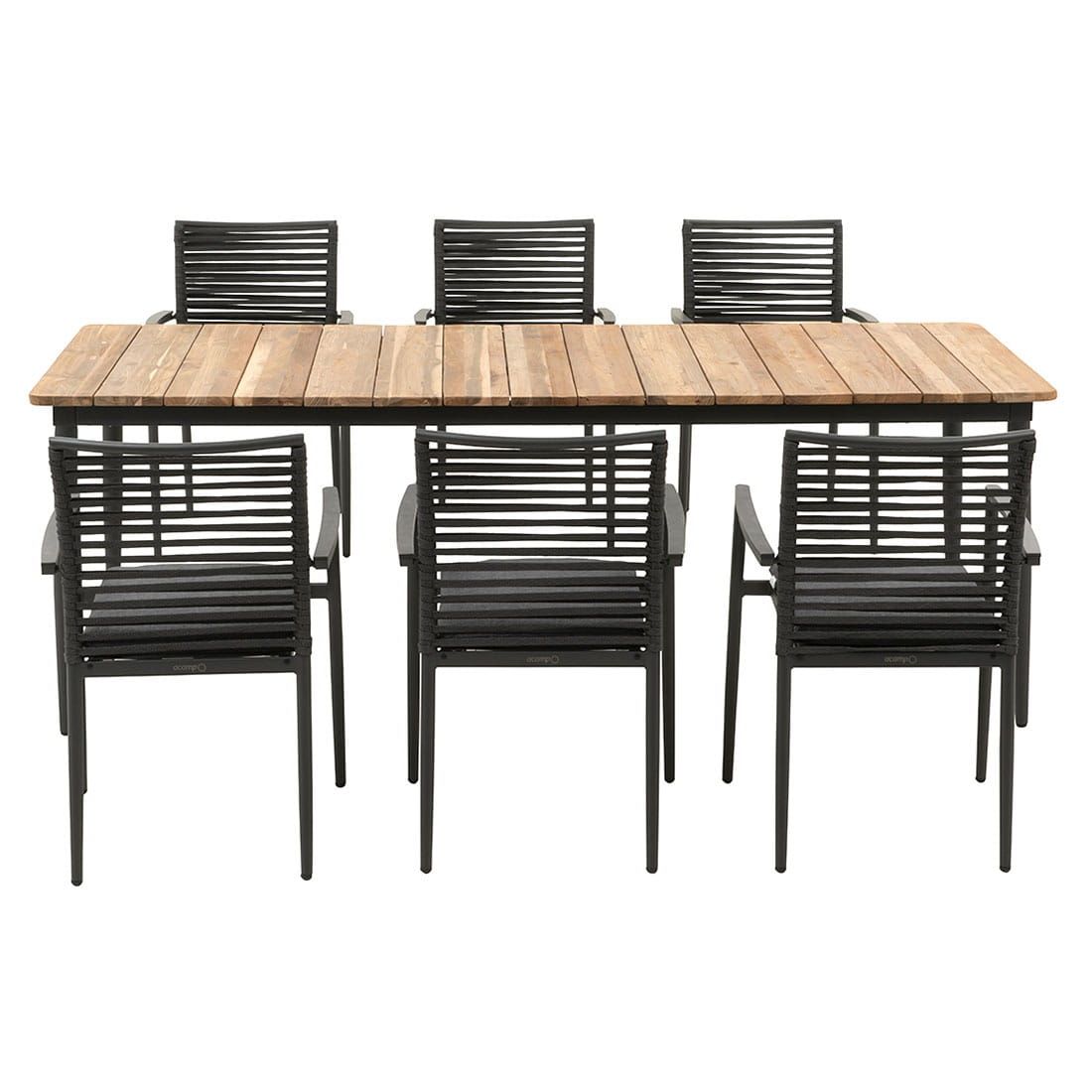 Montert Hagemøbelsett New Jersey 6 plasser aluminium/teak 220x100 cm i hage