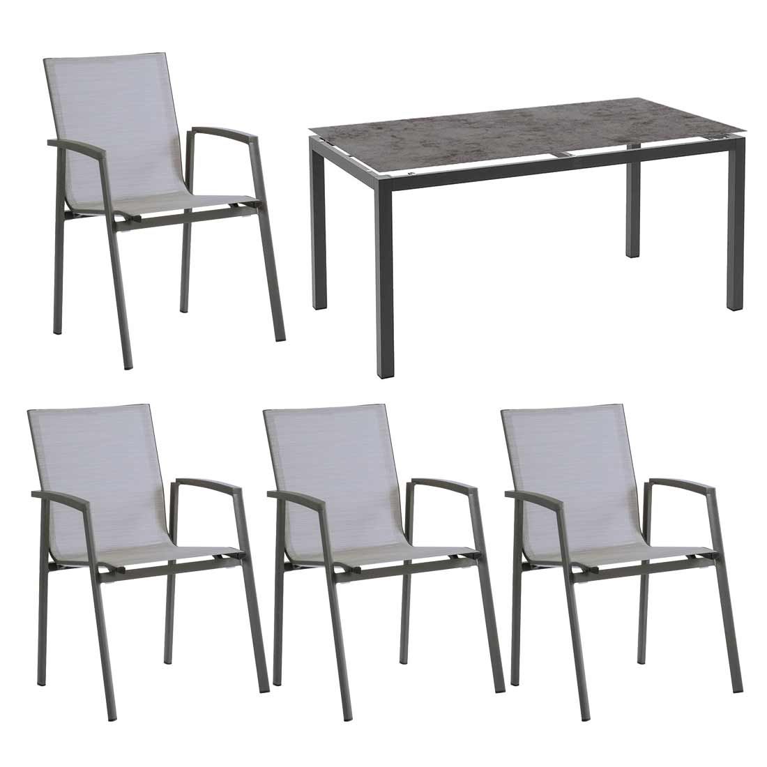 Hagemøbelsett New Top 4 plasser aluminium forfra