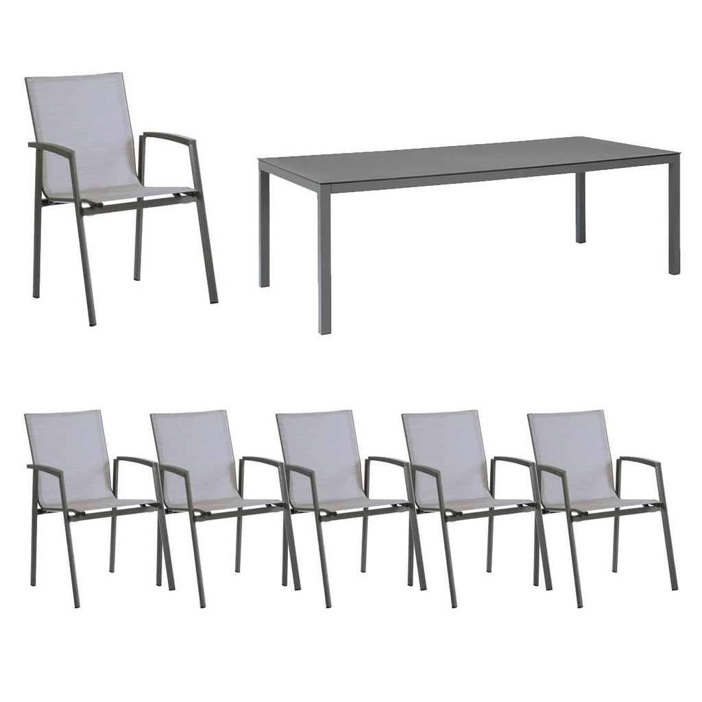 Hagemøbelsett New Top 6 plasser aluminium forfra