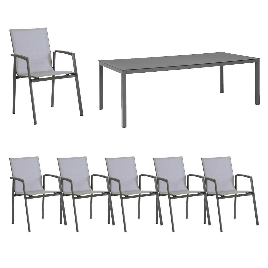 Hagemøbelsett New Top 6 plasser aluminium forfra