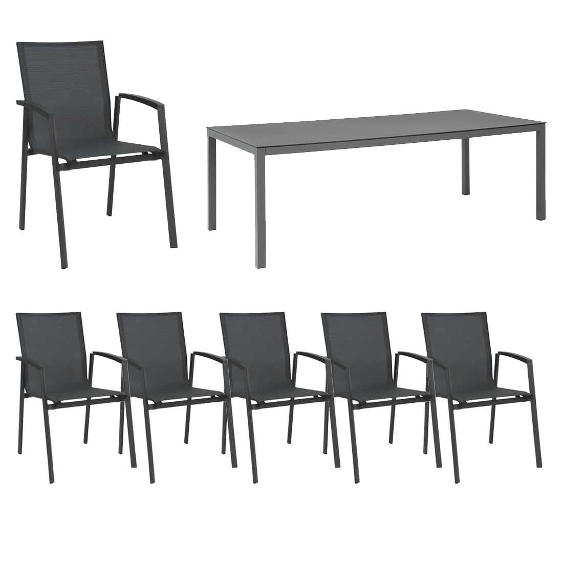 Hagemøbelsett New Top 6 plasser aluminium forfra