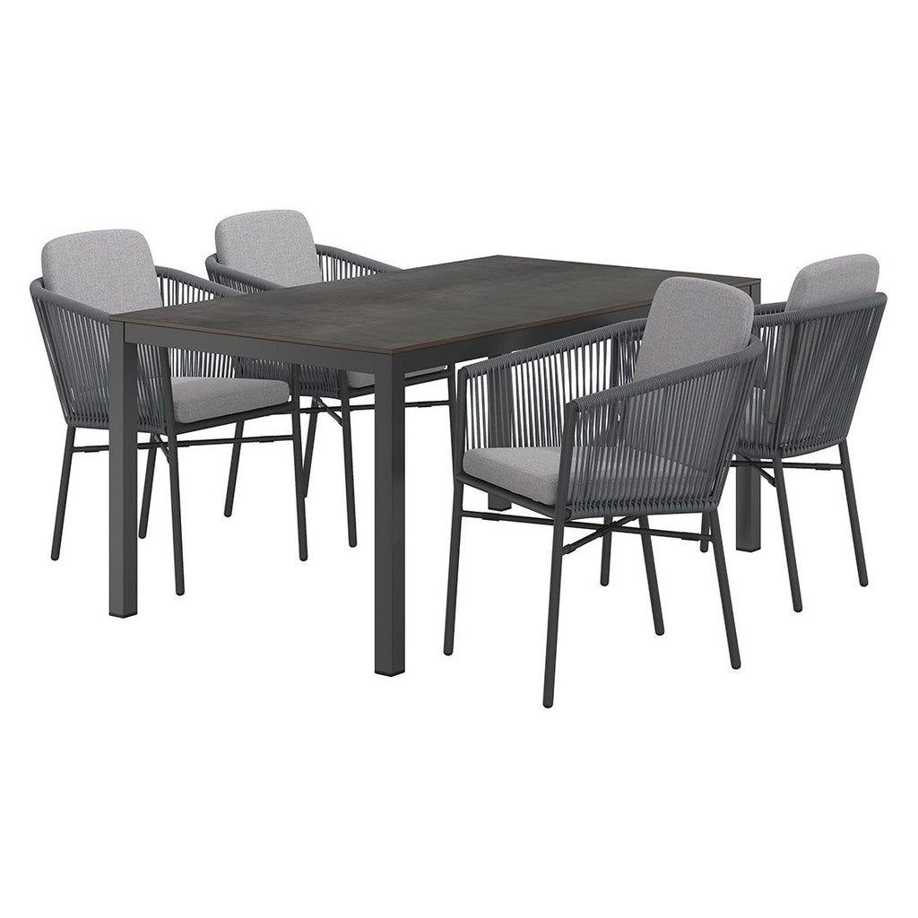 Hagemøbelsett Ohio 4 plasser aluminium HPL bakside