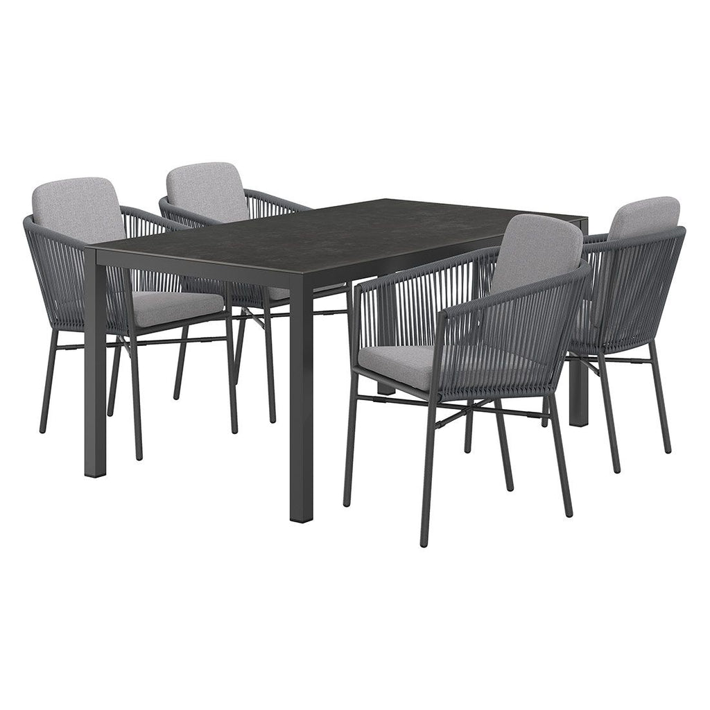 Hagemøbelsett Ohio 4 plasser aluminium keramikk bakside