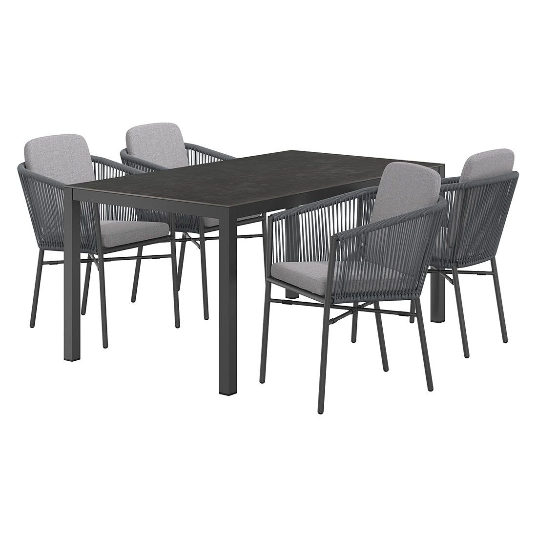 Hagemøbelsett Ohio 4 plasser aluminium keramikk bakside