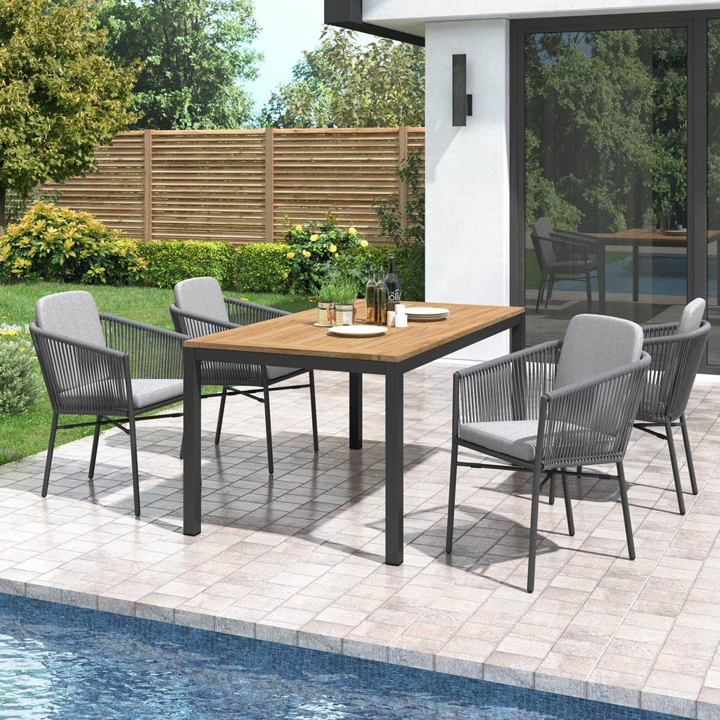 Hagemøbelsett Ohio 4 plasser aluminium teak forfra
