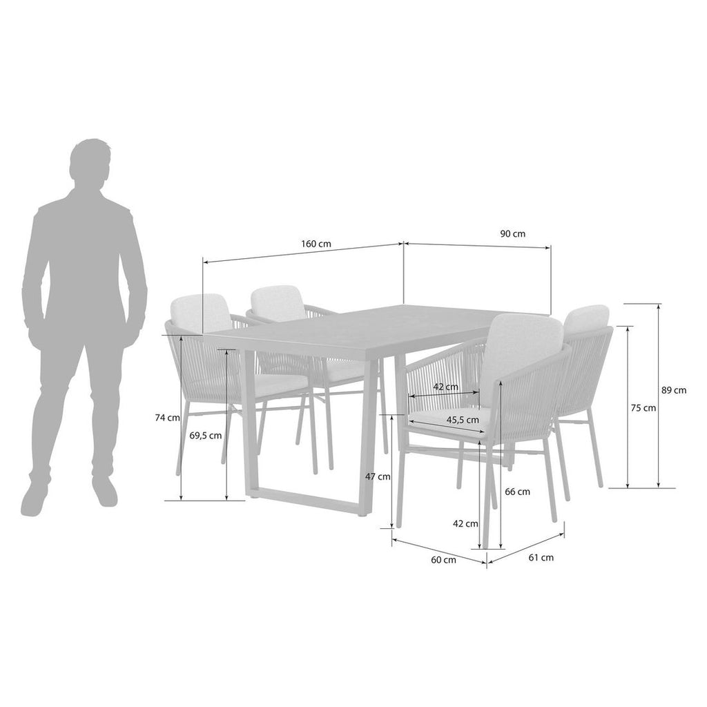 Hagemøbelsett Ohio 4 plasser aluminium keramikk detalj av bordplate