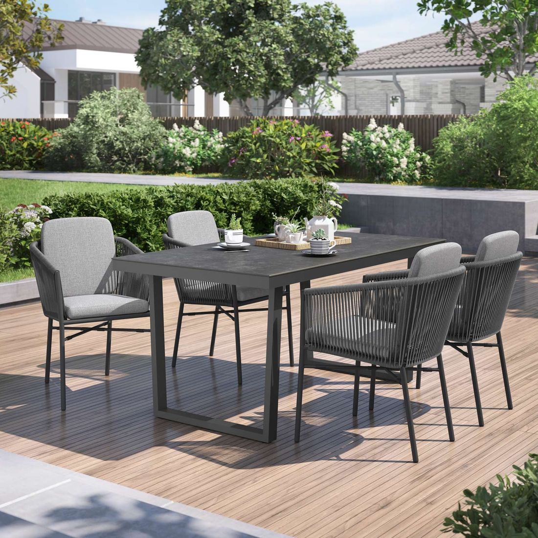 Hagemøbelsett Ohio 4 plasser aluminium keramikk front