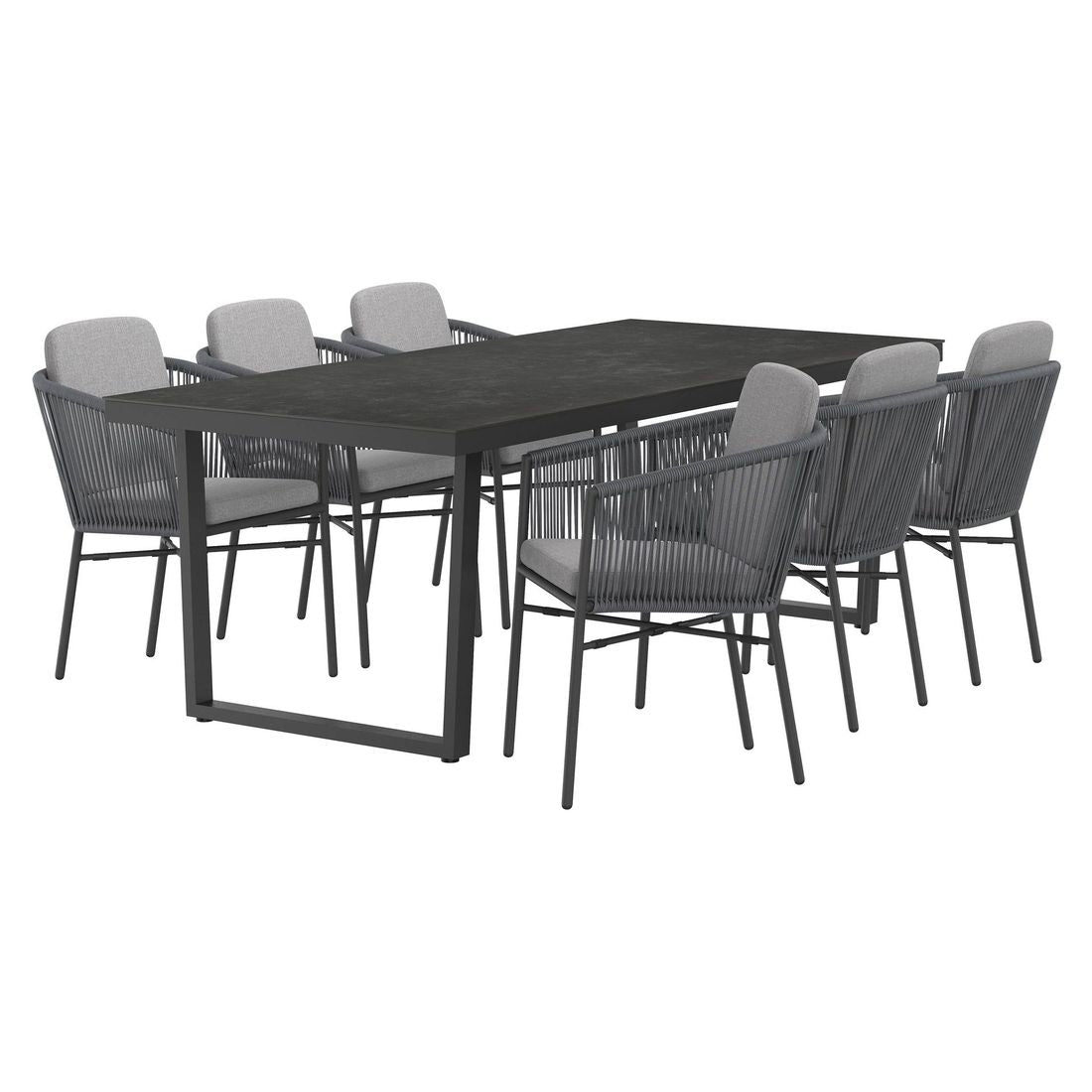 Hagemøbelsett Ohio 6 plasser aluminium/keramikk bakside