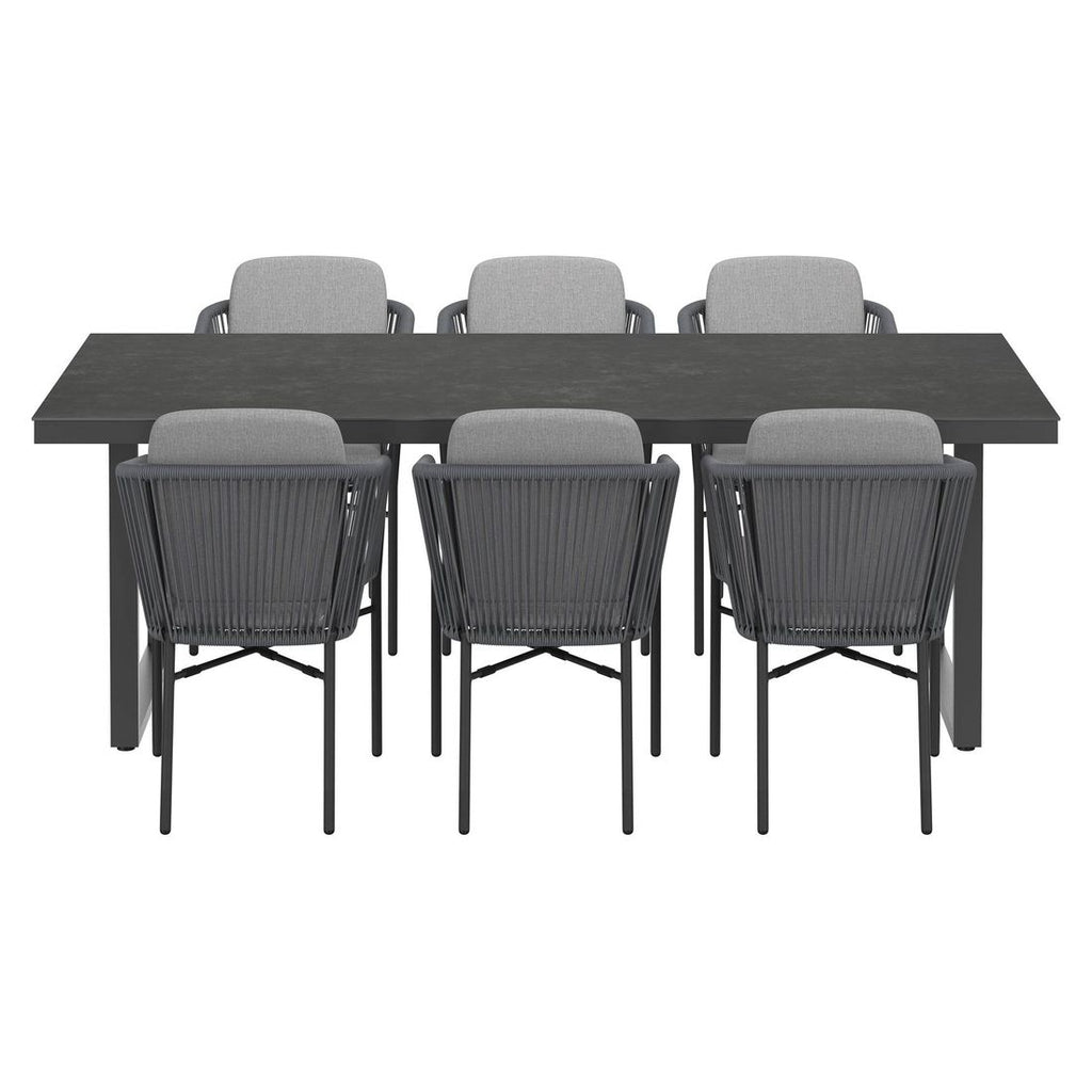 Nærbilde av glaskeramisk bordplate på Hagemøbelsett Ohio 6 plasser aluminium/keramikk