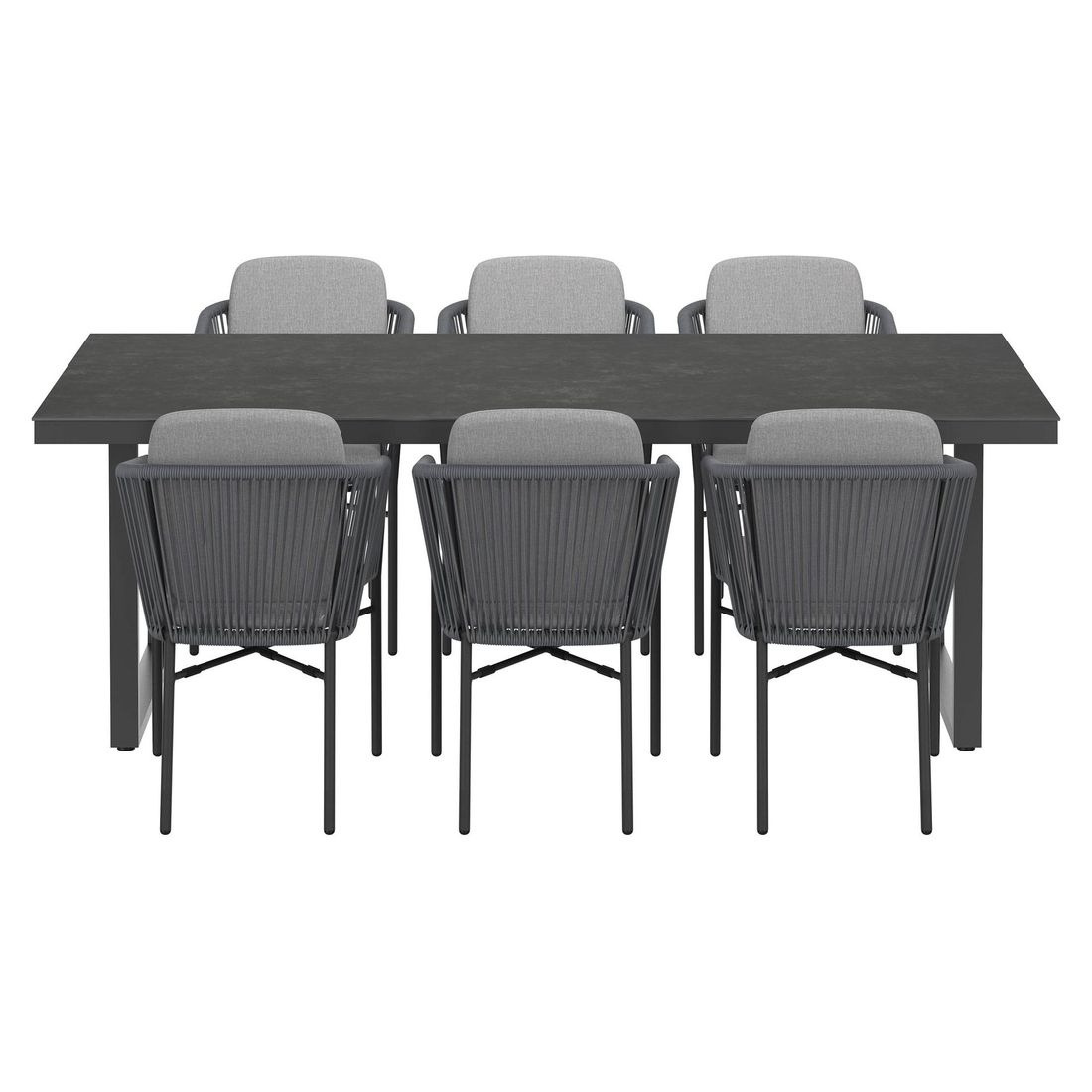 Nærbilde av glaskeramisk bordplate på Hagemøbelsett Ohio 6 plasser aluminium/keramikk