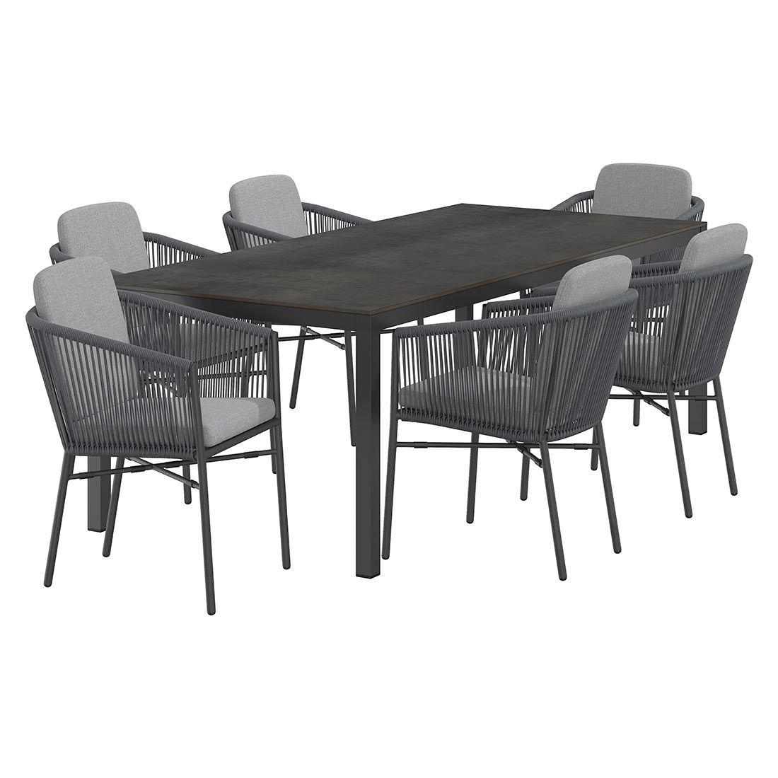 Hagemøbelsett Ohio 6 plasser aluminium HPL bakside
