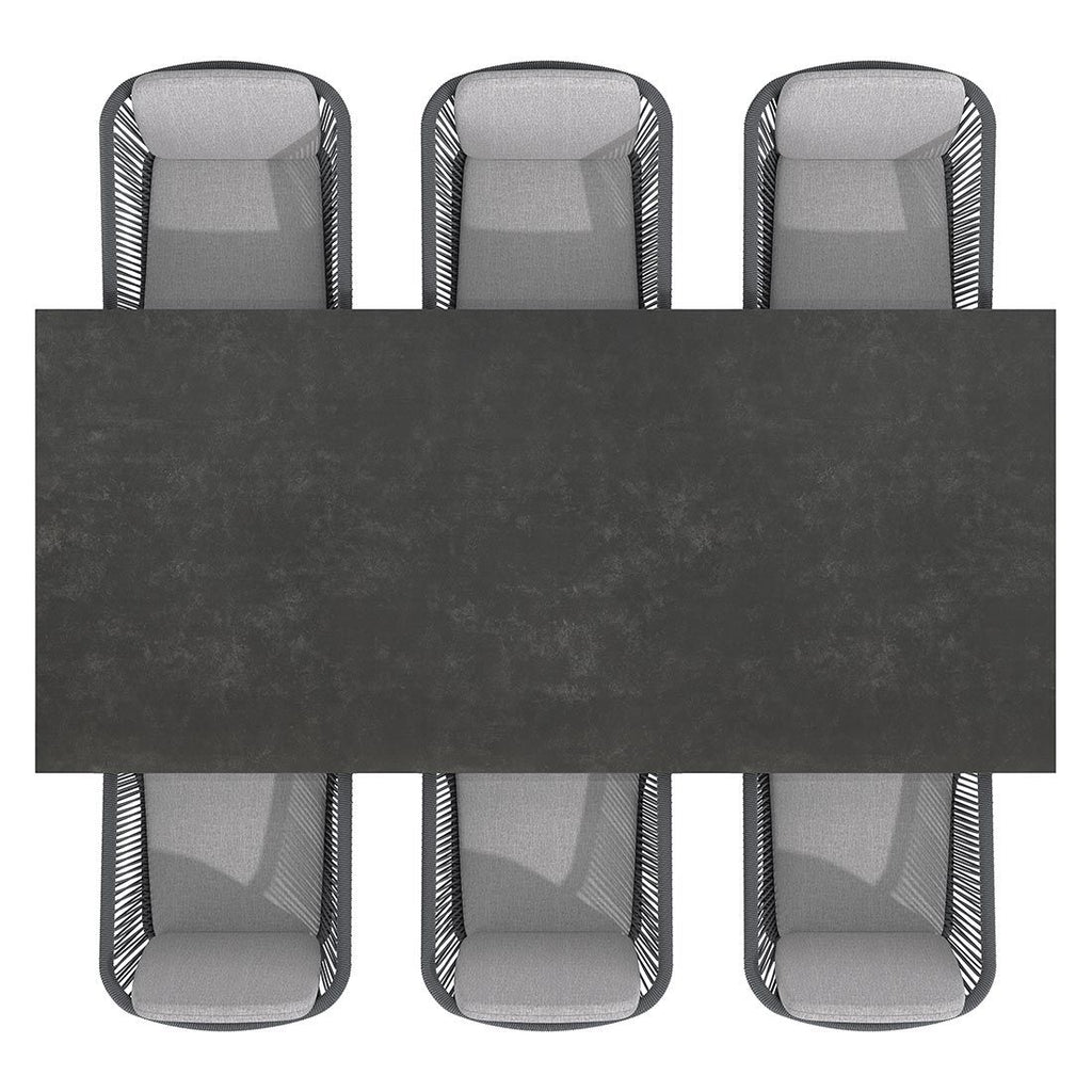 Hagemøbelsett Ohio 6 plasser aluminium keramikk 220x100 cm nærbilde stol