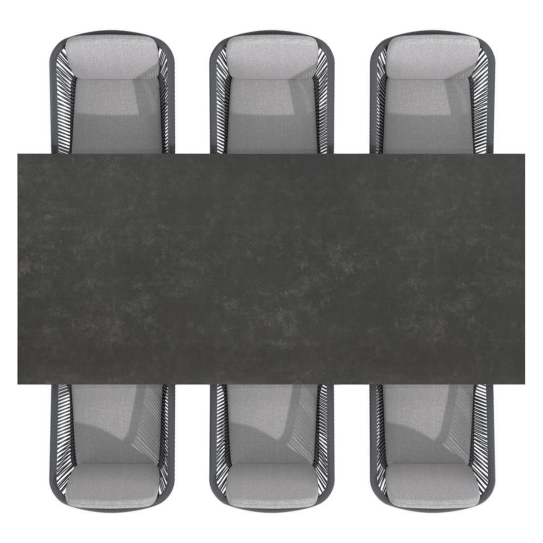 Hagemøbelsett Ohio 6 plasser aluminium keramikk 220x100 cm nærbilde stol