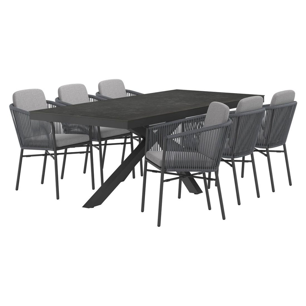 Hagemøbelsett Ohio 6 plasser aluminium/keramikk 220x100 cm - OUTLIV bakside