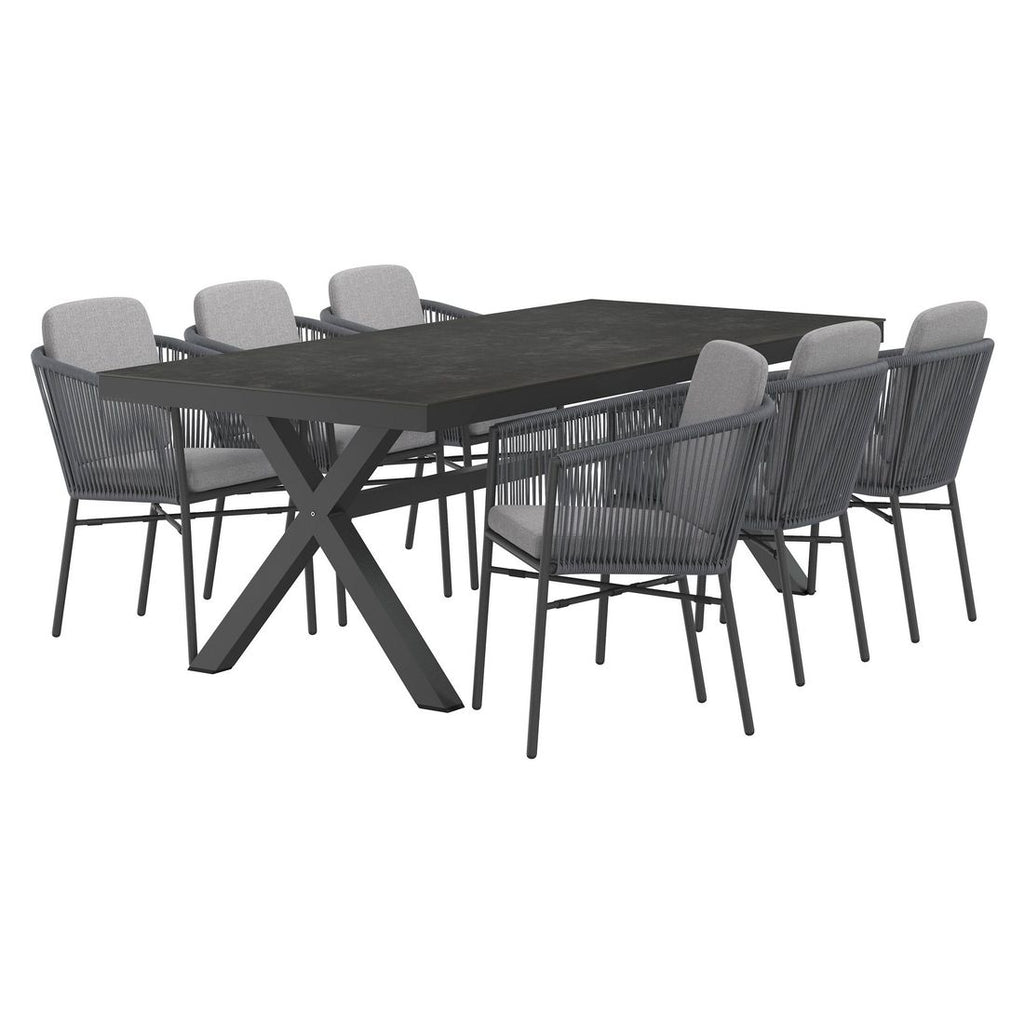 Hagemøbelsett Ohio 6 plasser aluminium keramikk 220x100 cm - OUTLIV bakside