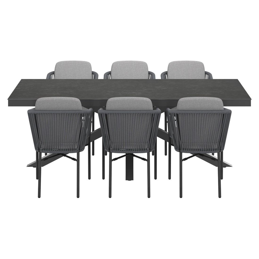 Hagemøbelsett Ohio 6 plasser aluminium/keramikk 220x100 cm - OUTLIV montert sett