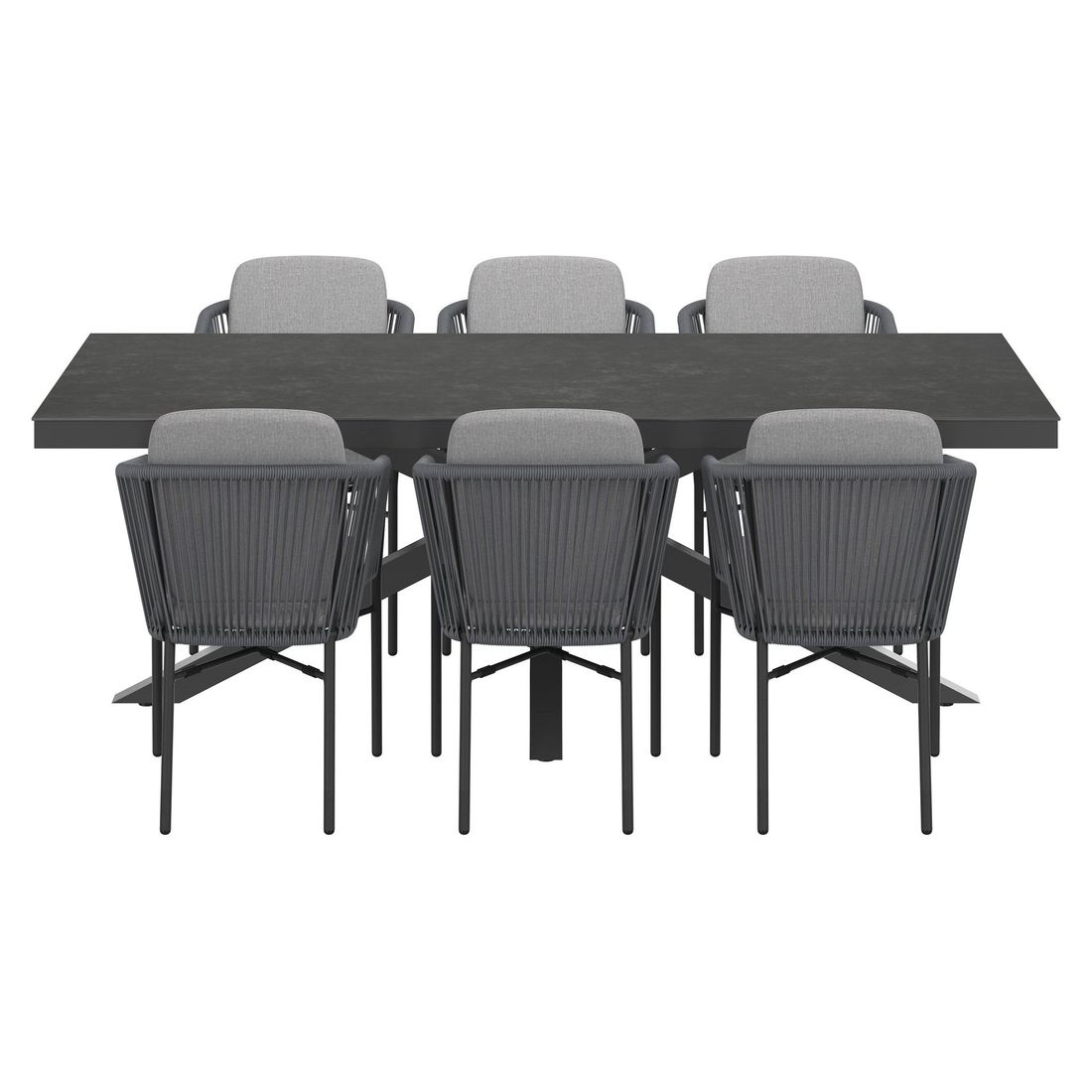 Hagemøbelsett Ohio 6 plasser aluminium/keramikk 220x100 cm - OUTLIV montert sett