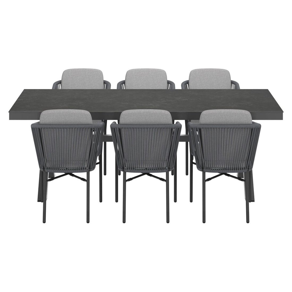 Nærbilde av materiale og tekstil på Hagemøbelsett Ohio 6 plasser aluminium keramikk 220x100 cm - OUTLIV