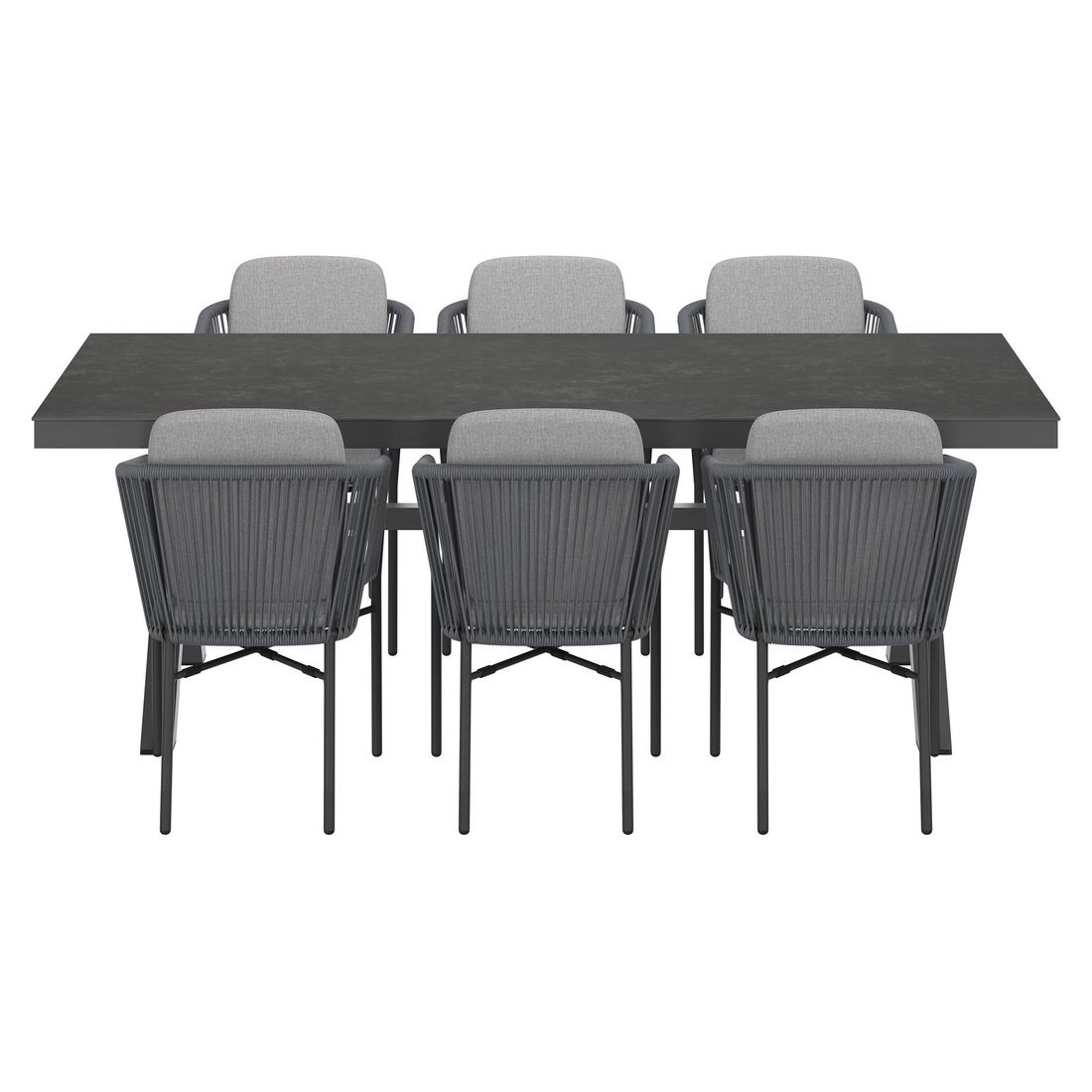 Nærbilde av materiale og tekstil på Hagemøbelsett Ohio 6 plasser aluminium keramikk 220x100 cm - OUTLIV