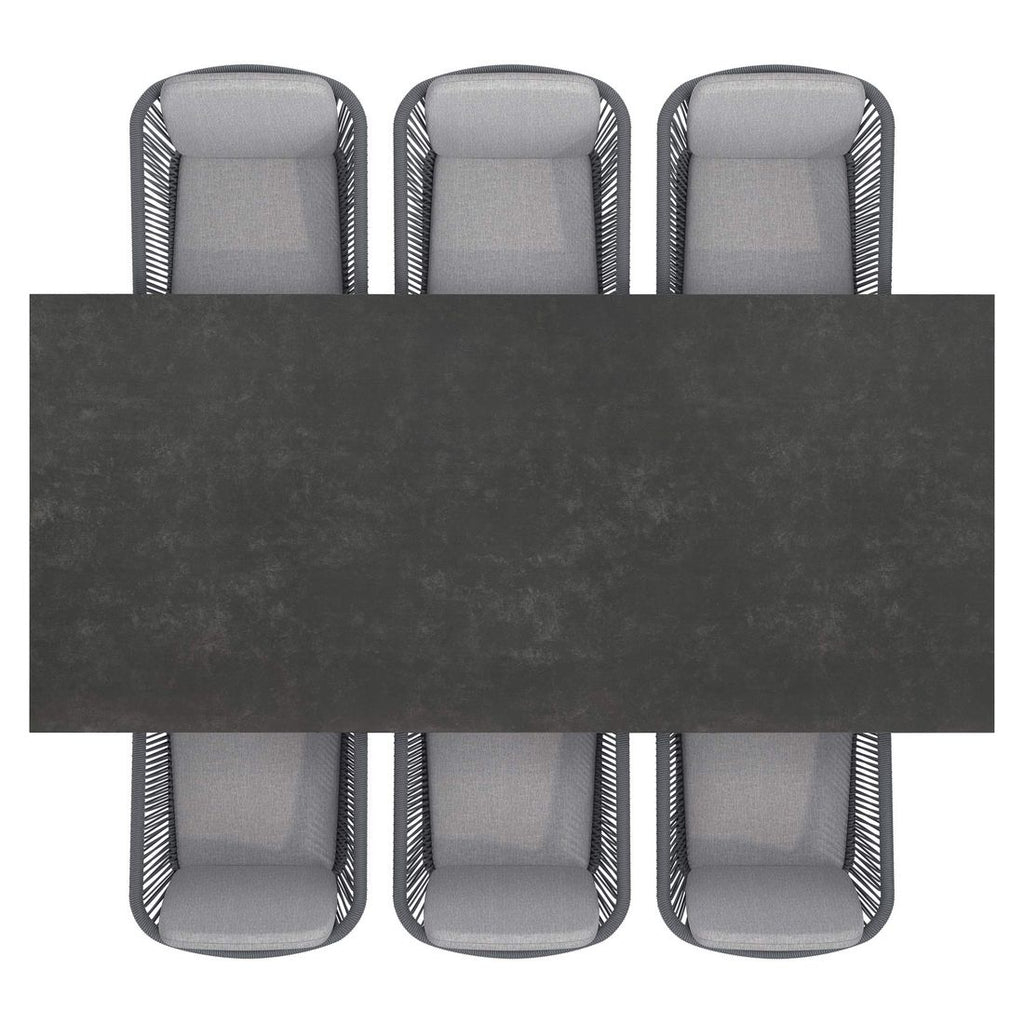 Hagemøbelsett Ohio 6 plasser aluminium keramikk 220x100 cm - OUTLIV montert ute