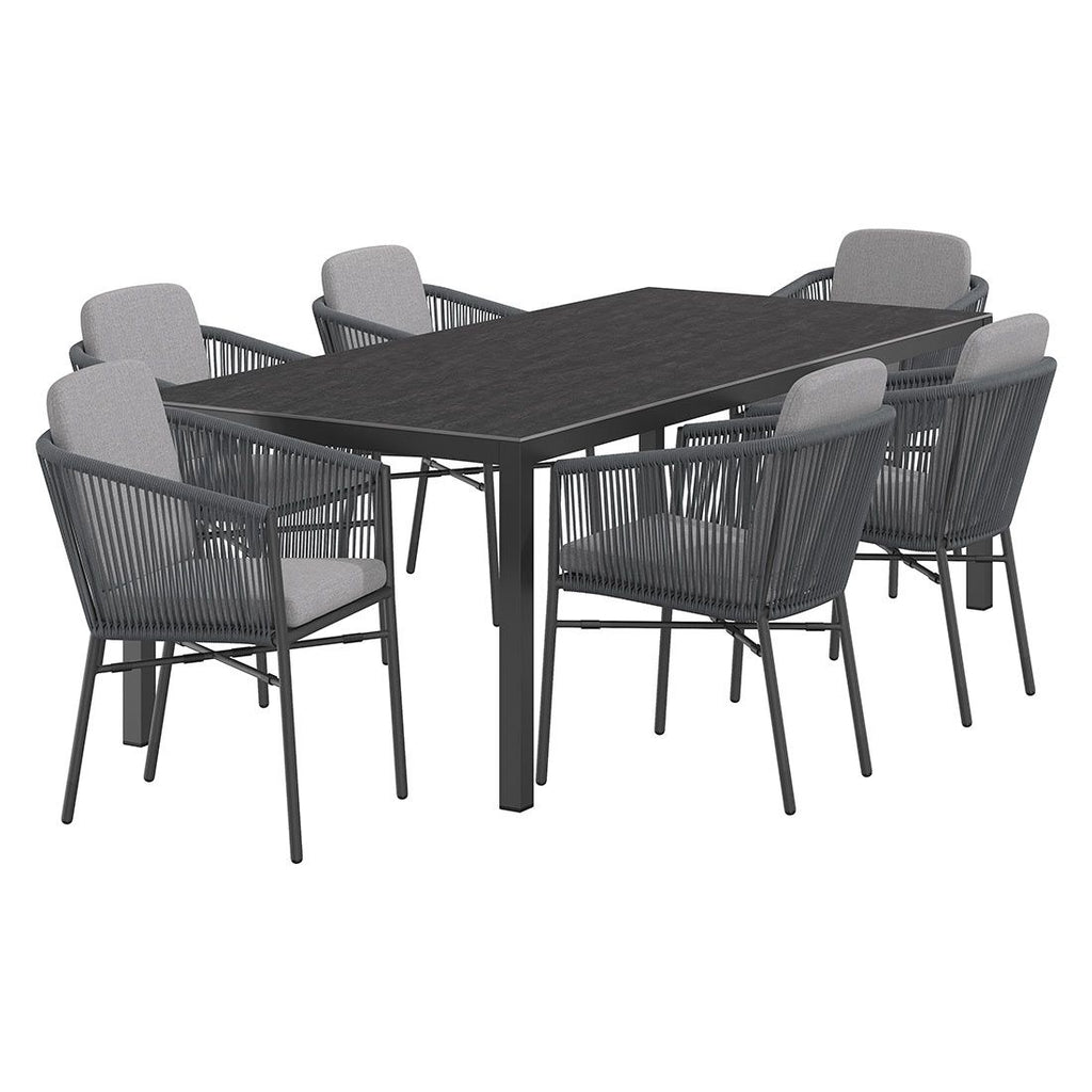 Hagemøbelsett Ohio 6 plasser aluminium tau bakside