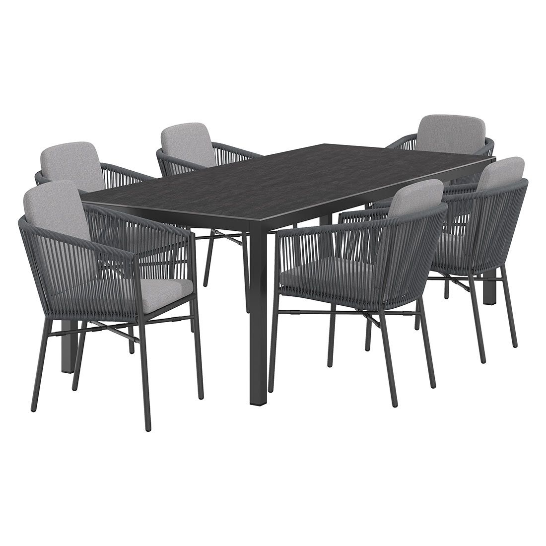 Hagemøbelsett Ohio 6 plasser aluminium tau bakside