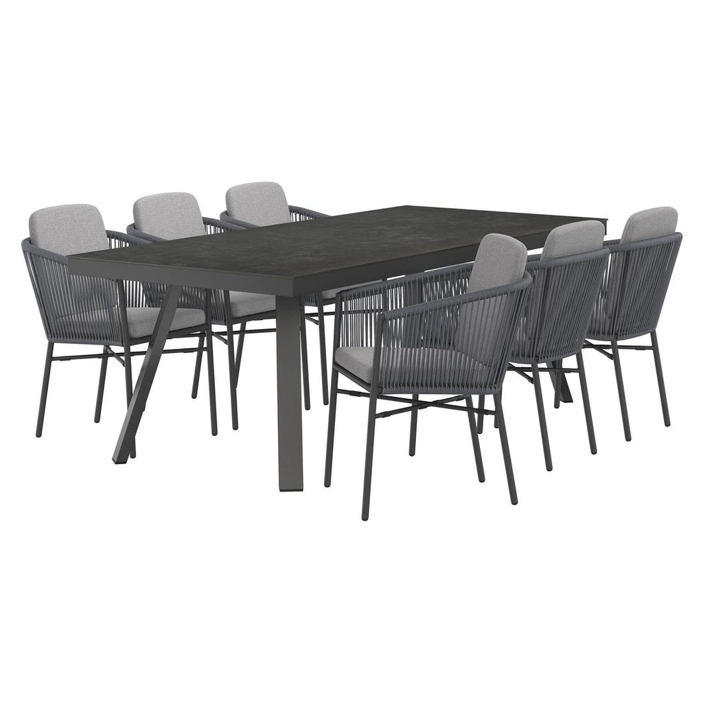 Hagemøbelsett Ohio 6 plasser aluminium tau keramikk bakside