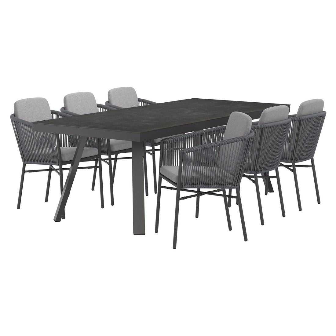 Hagemøbelsett Ohio 6 plasser aluminium tau keramikk bakside