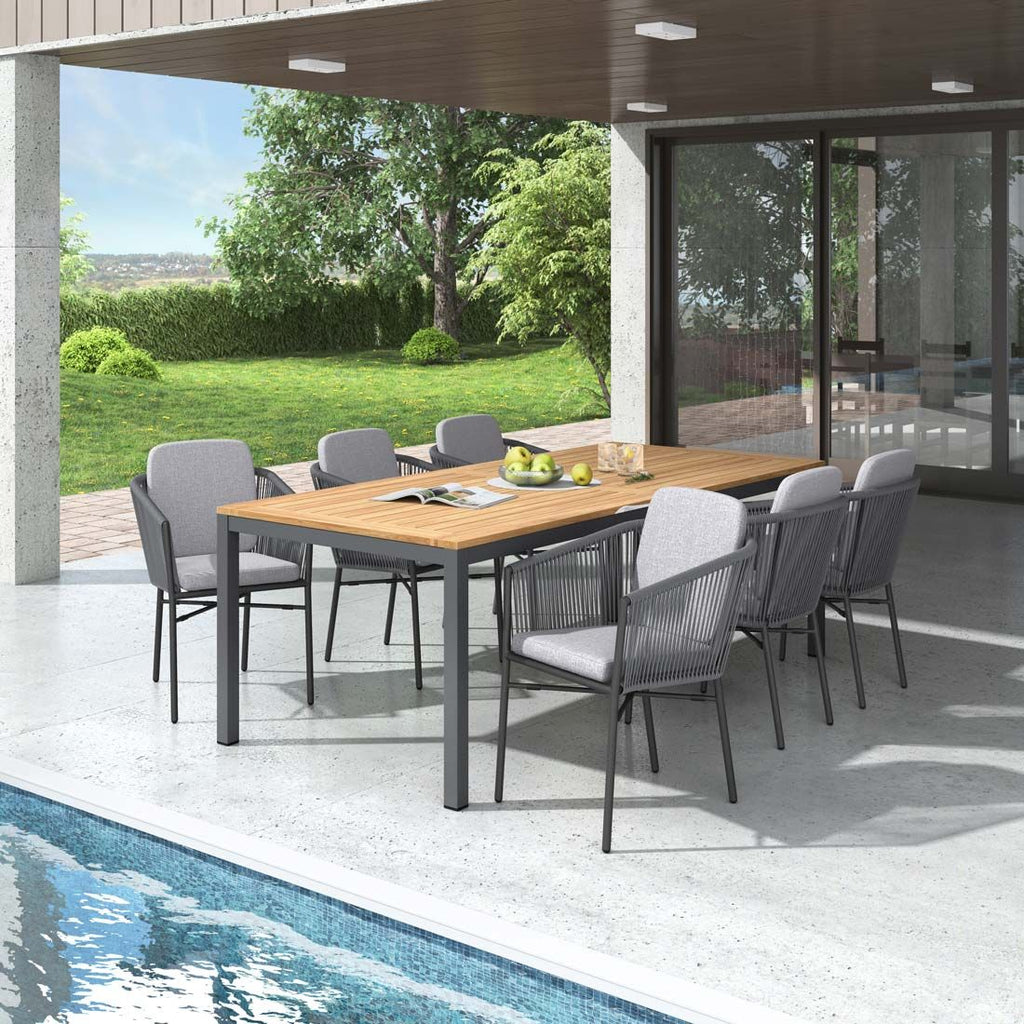 Hagemøbelsett Ohio 6 plasser aluminium teak front